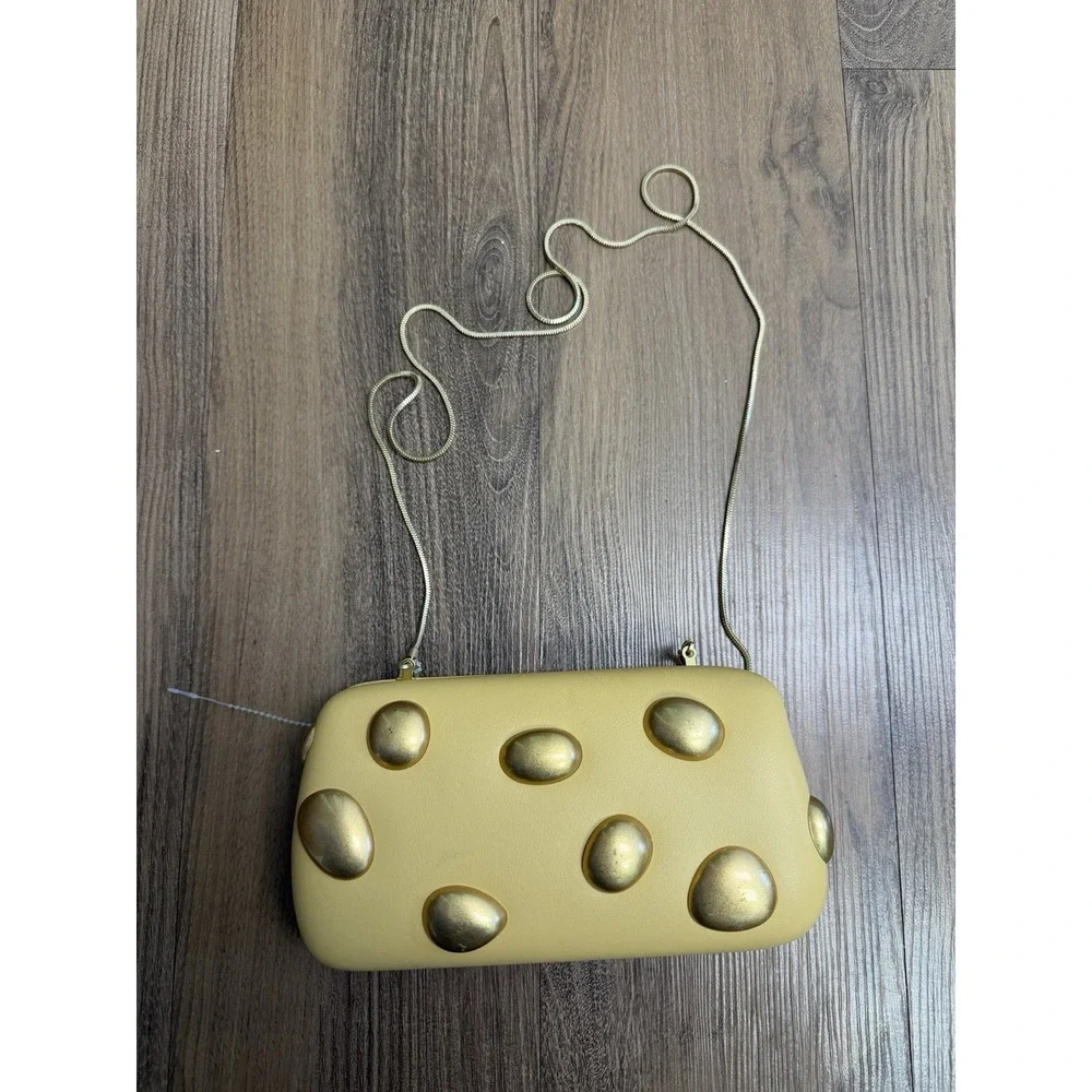 Zara Gold Pebbles Rigid Clutch Purse Crossbody Luxury Bag Tik Tok Runway